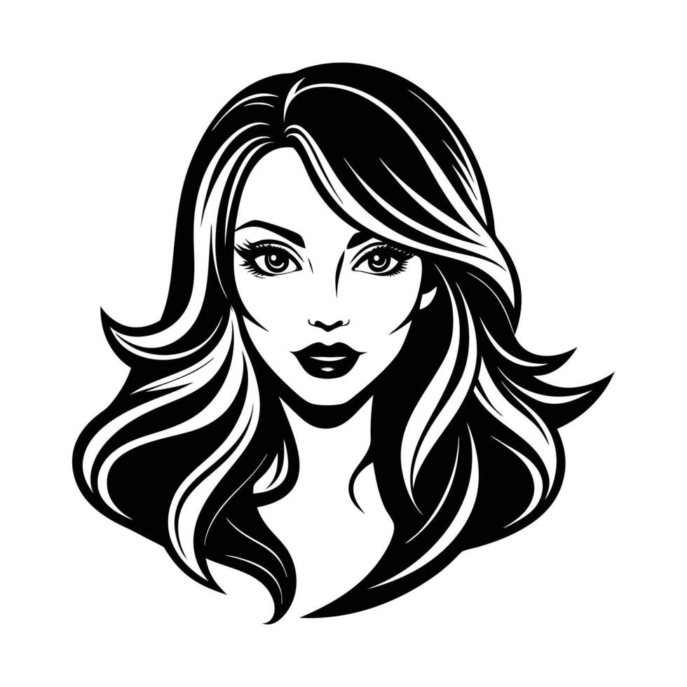 a black and white illustration of a woman's face vector