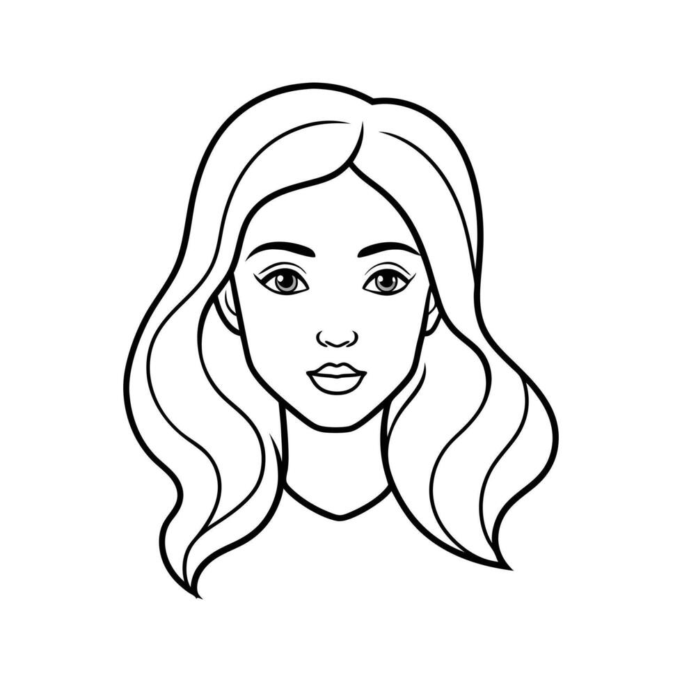 a woman's face with long hair and a smile vector