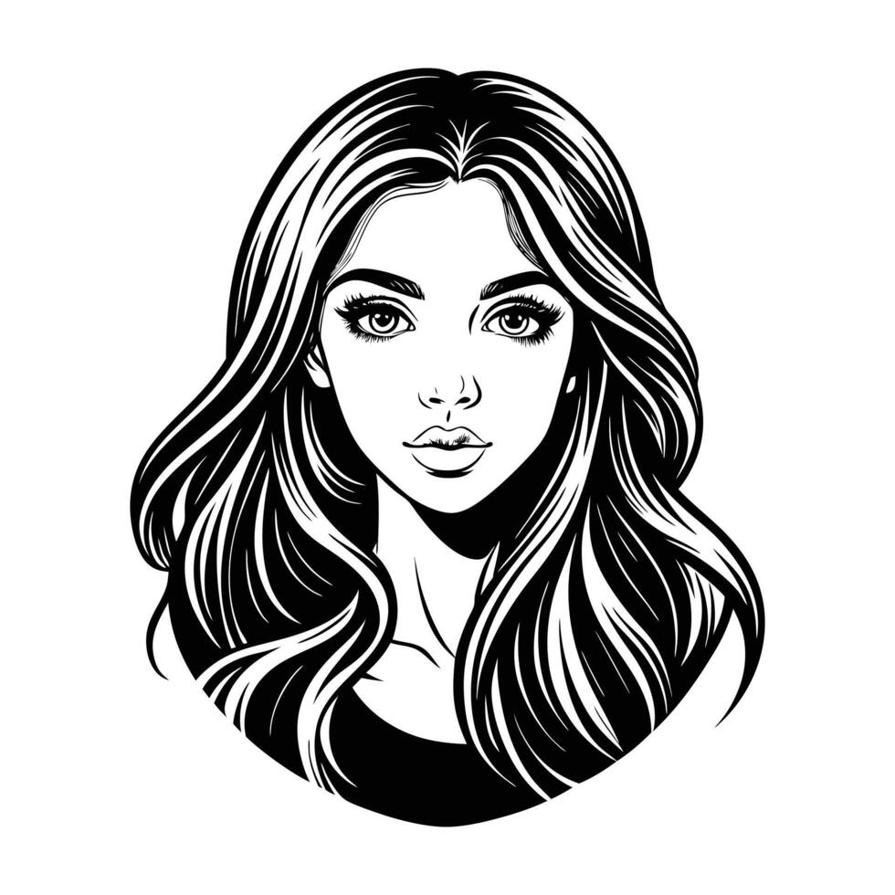 a black and white drawing of a woman's face vector