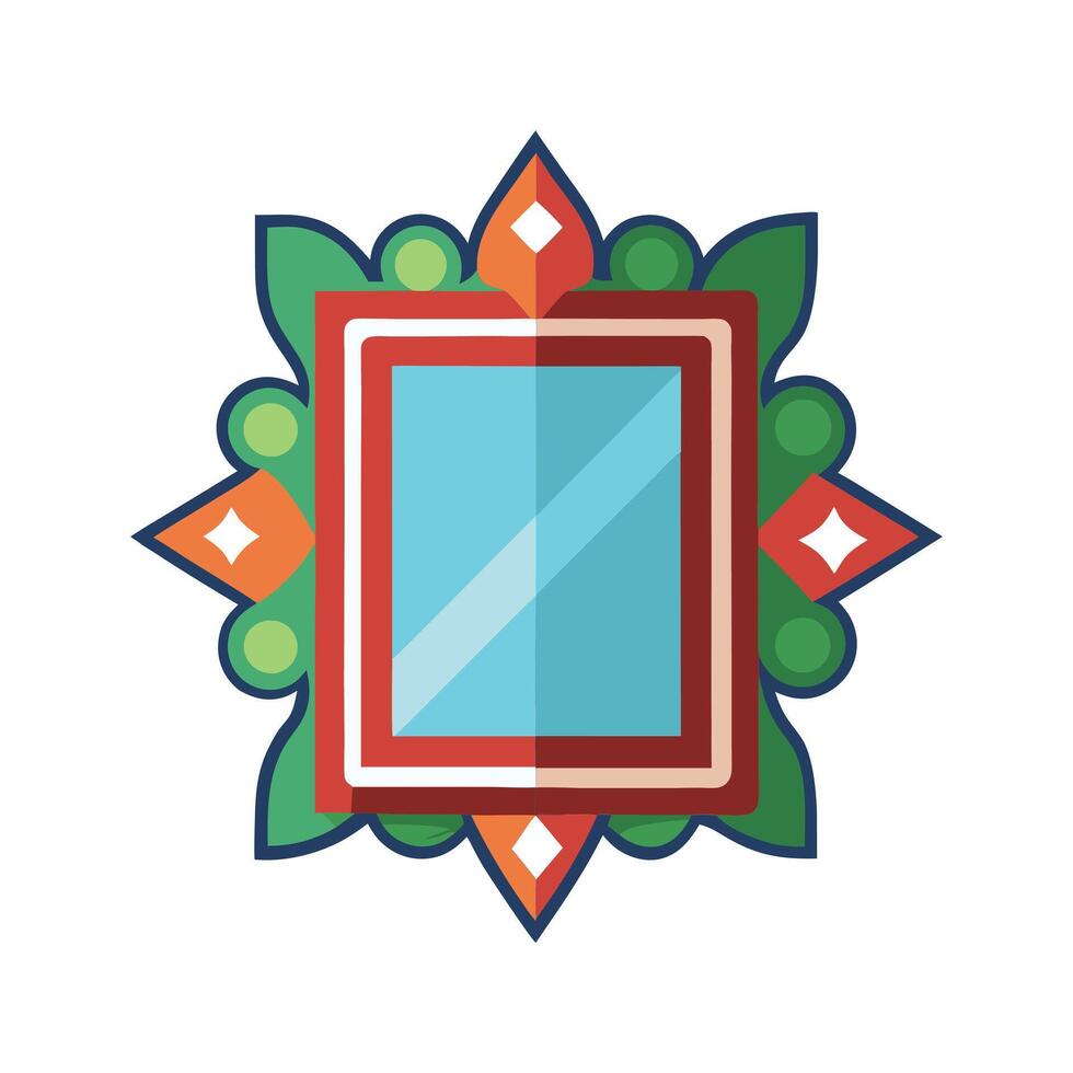 a colorful mirror with a green border vector