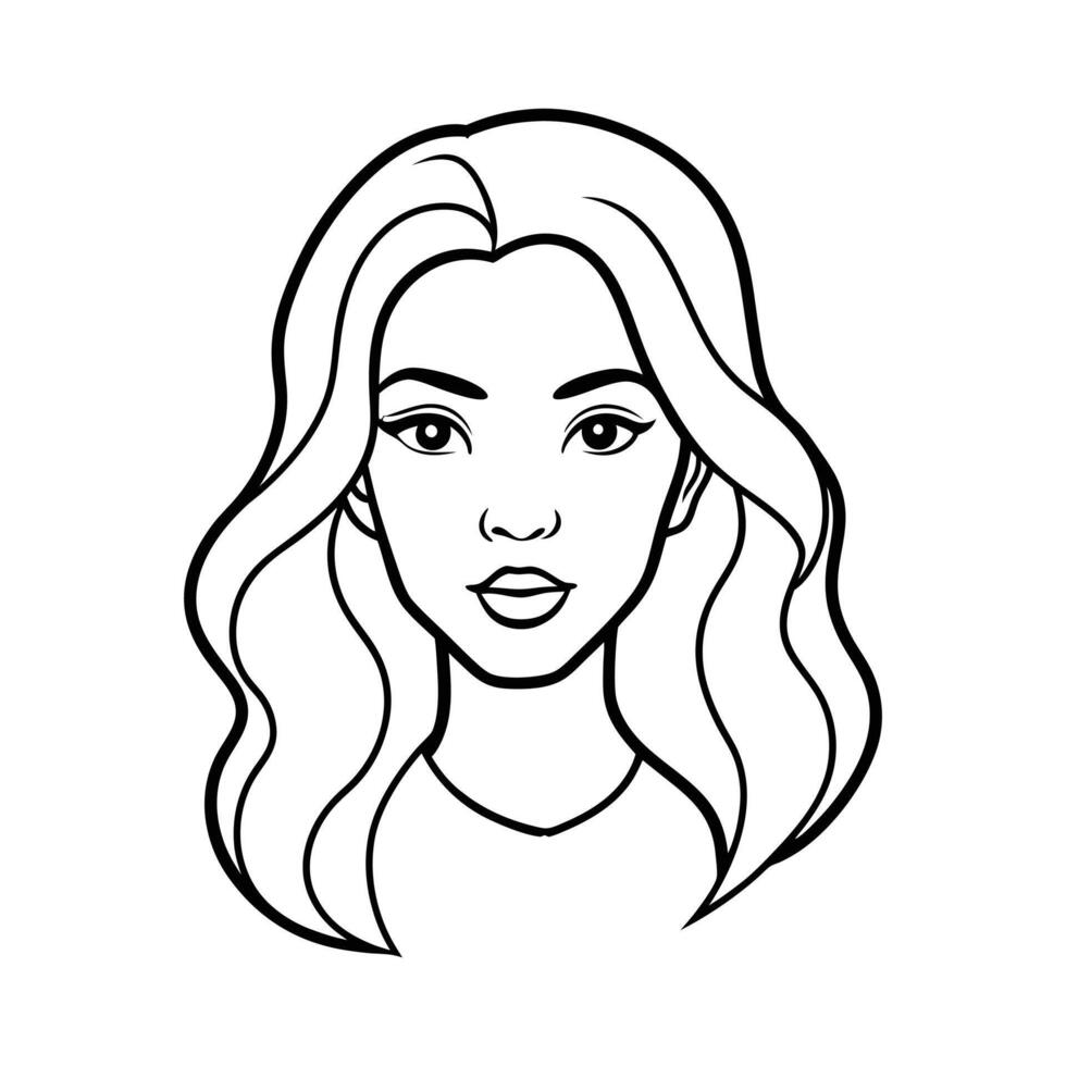 a woman's face with long hair and a smile vector
