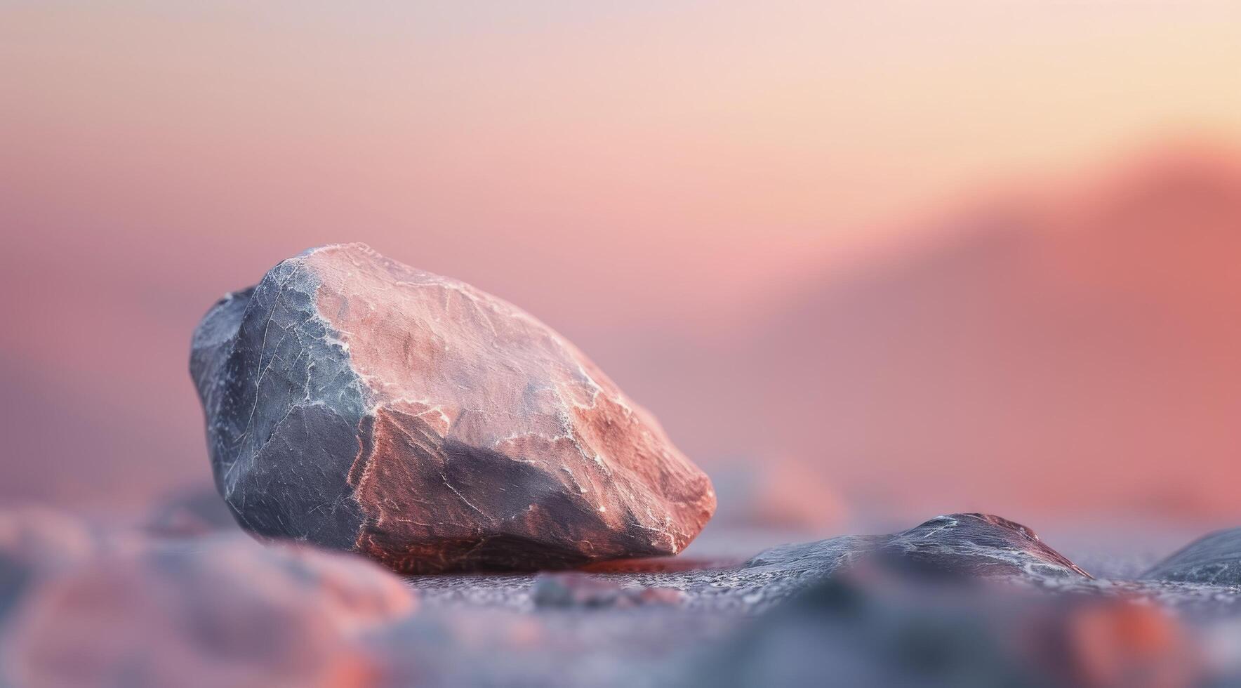 Smooth Rock on Wet Ground at Sunrise photo