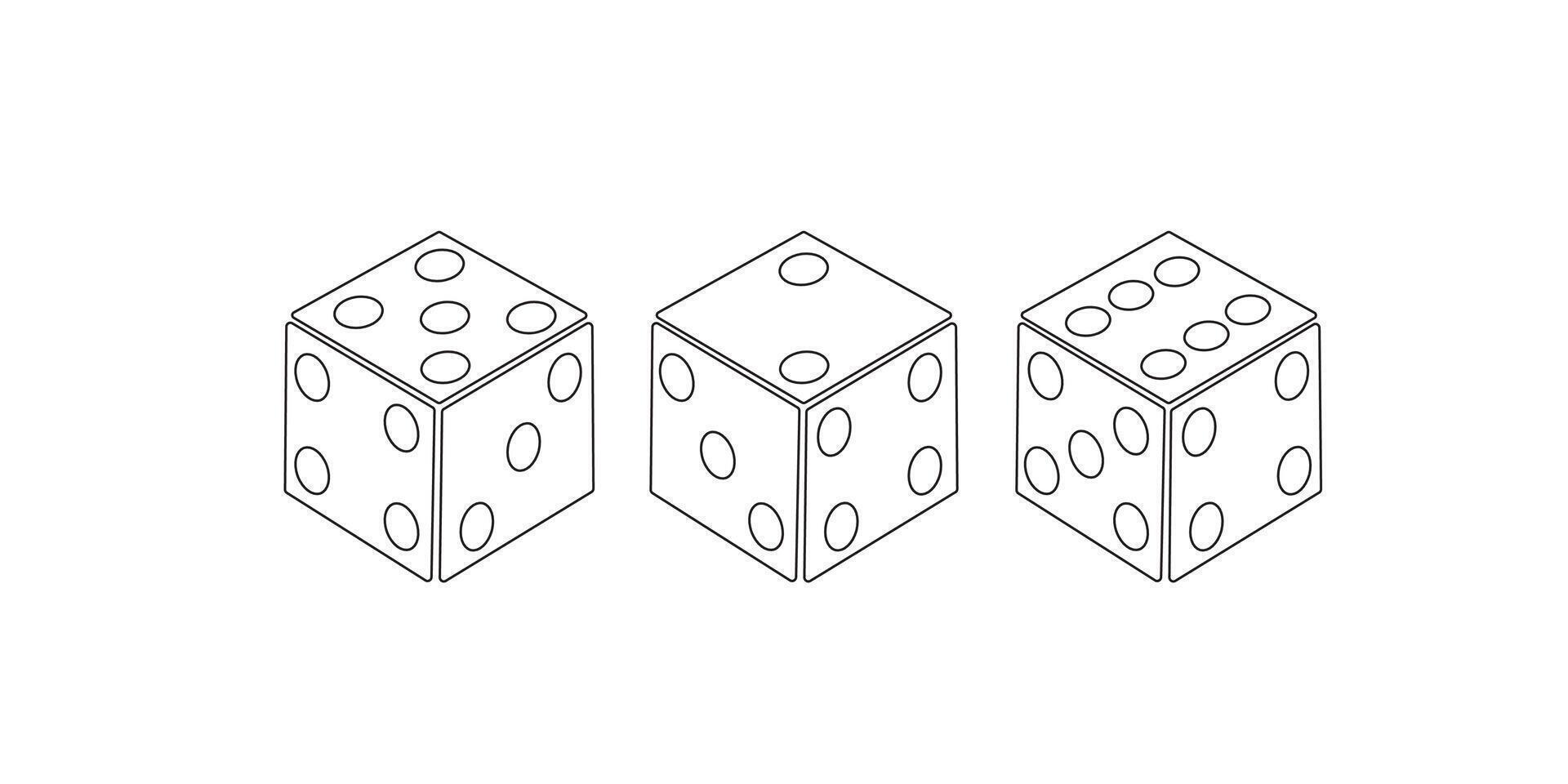 Set of monochrome dices. isolated dice icons vector