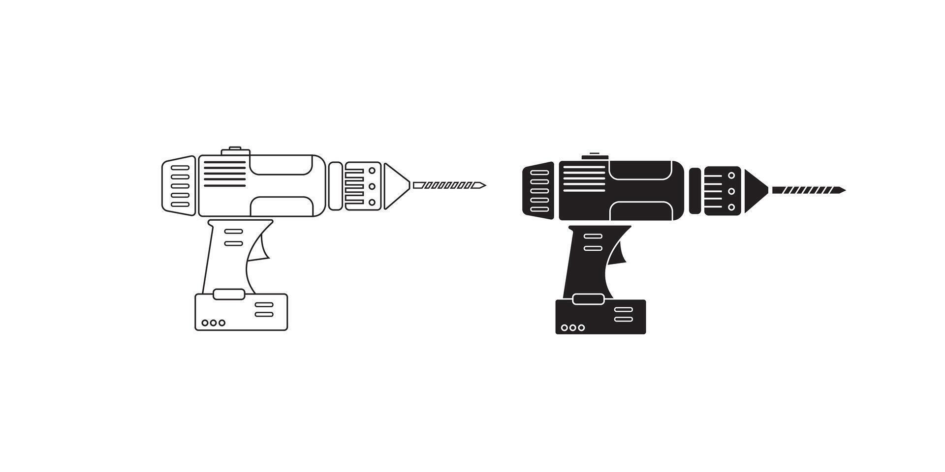 Screwdriver, power drill line icon, outline and filled sign, linear and full pictogram isolated on white vector