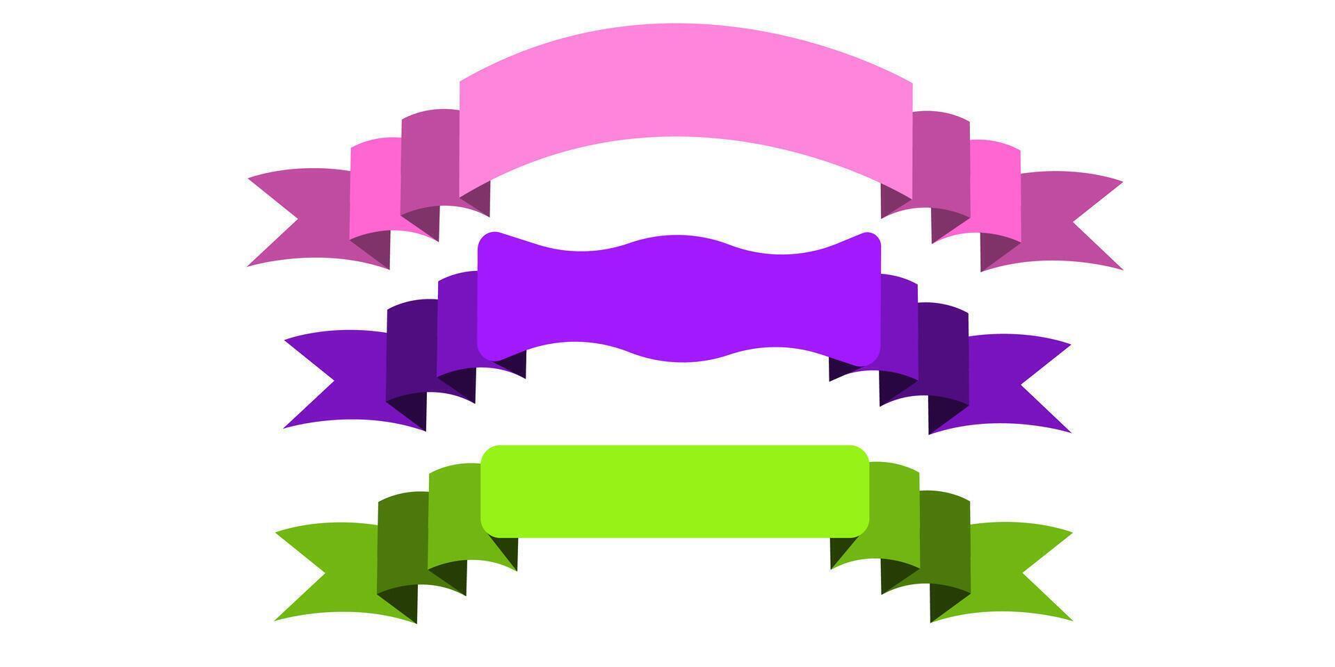 Set of Black Ribbons, Banners - Design Elements on white vector