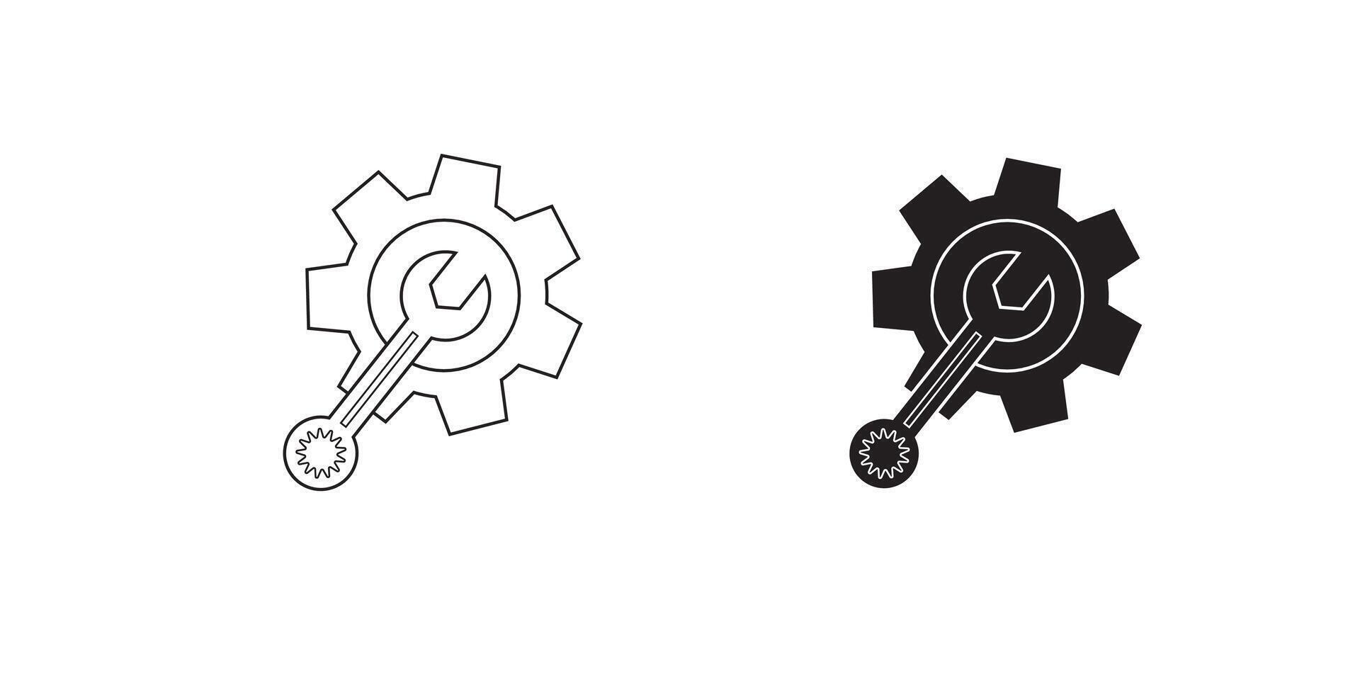 Tool icon set. Maintenance tools with wrench, gear, spanner, hammer and screwdriver symbol illustration for fix and repair concept. vector