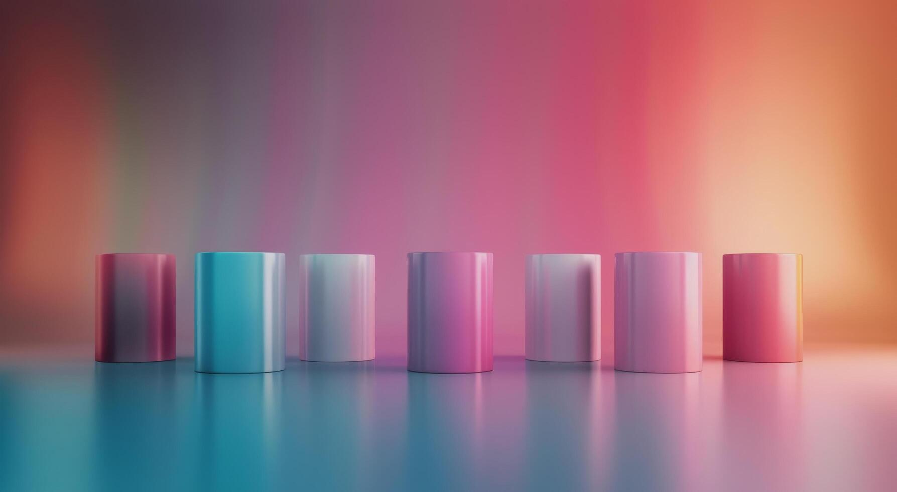 Colorful Cylinders Reflecting Light in a Softly Lit Setting photo