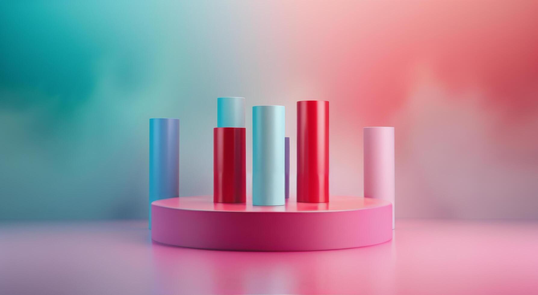 Colorful Cylinders Reflecting Light in a Softly Lit Setting photo