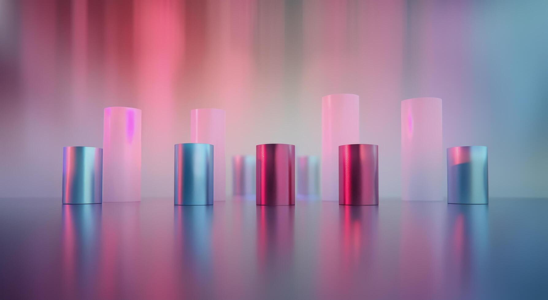 Colorful Cylinders Reflecting Light in a Softly Lit Setting photo