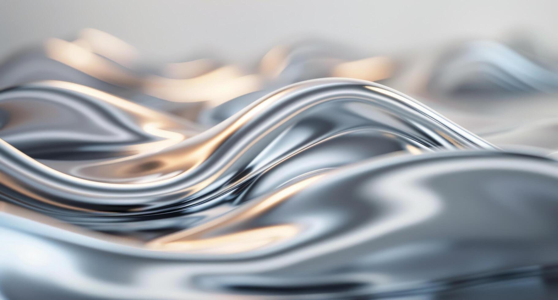 Abstract Metallic Waves With Smooth Curves and Reflections in Soft Lighting photo