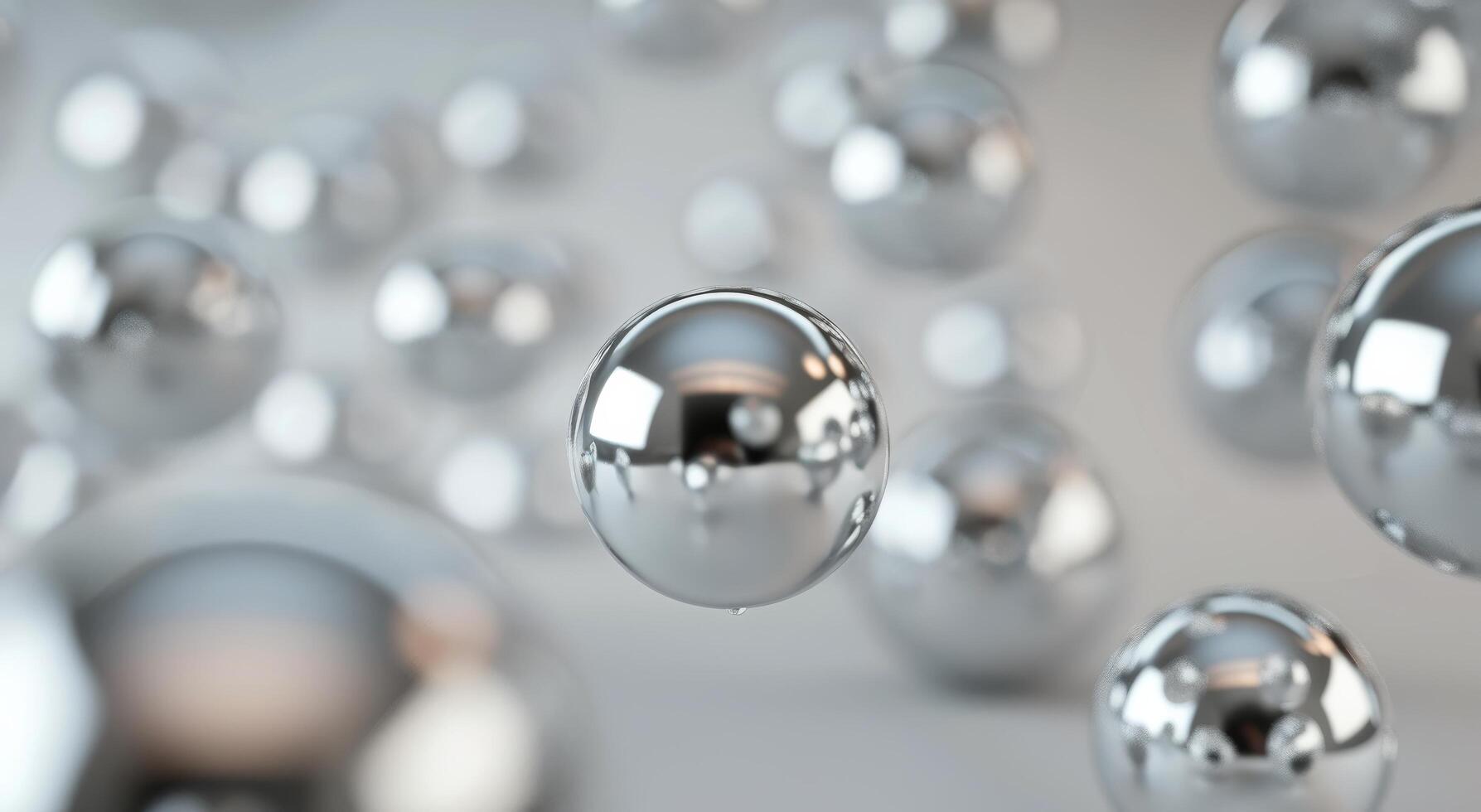 Floating Metallic Spheres on a Soft Background in a Contemporary Setting photo