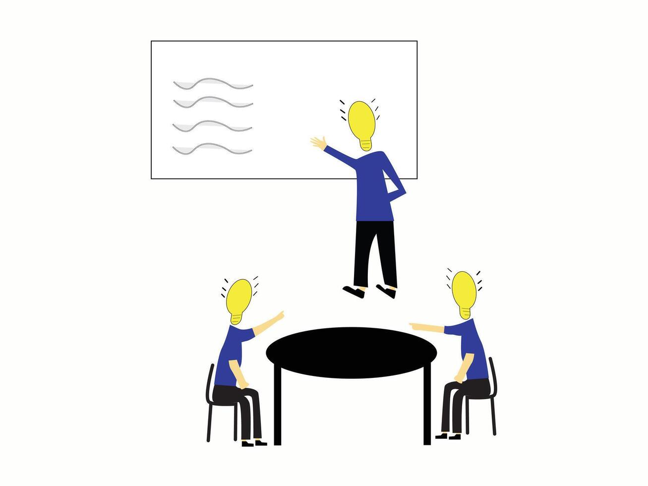 Business meeting and project brainstorming concept. business presentation .illustration of thinking light bulb vector