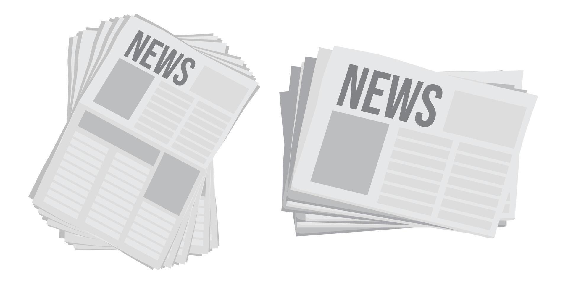 Pile of newspapers on white background. Stack of newspapers. Paper waste vector
