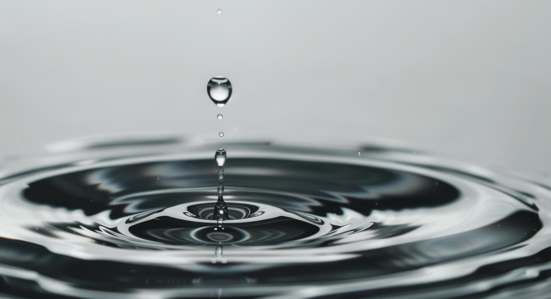Droplets Falling on Tranquil Water Surface Creating Ripples photo