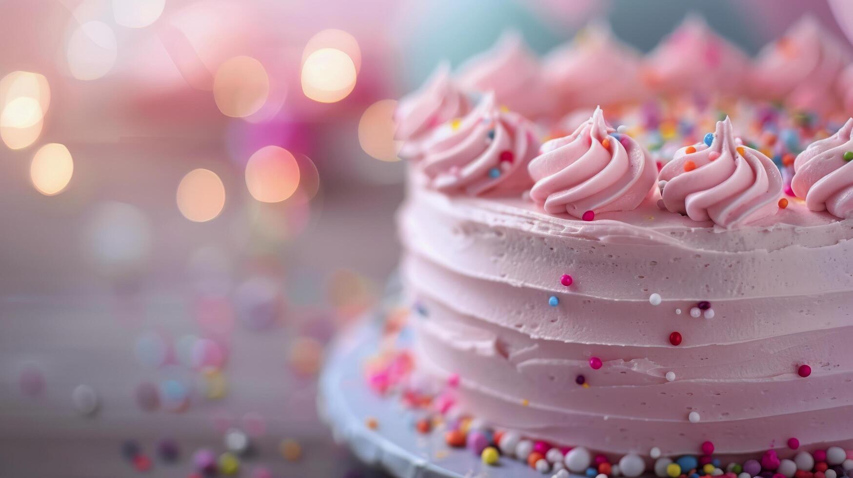 Birthday Cake With Candles and Colorful Sprinkles at a Celebration photo