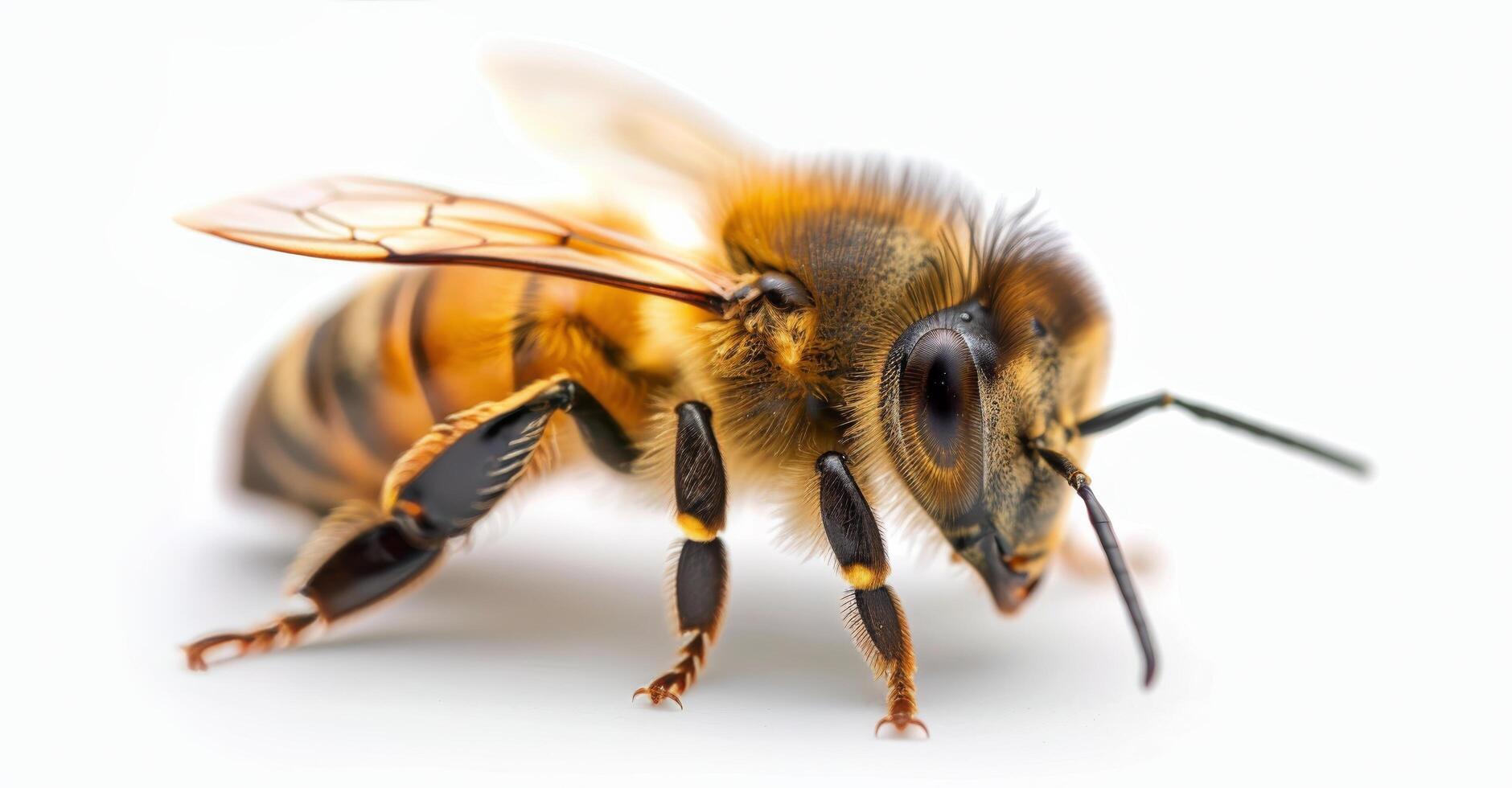 Close-Up of a Honey Bee on a White Background During the Day photo