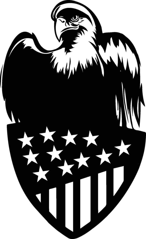 an eagle with stars on its head in the shape of a shield vector