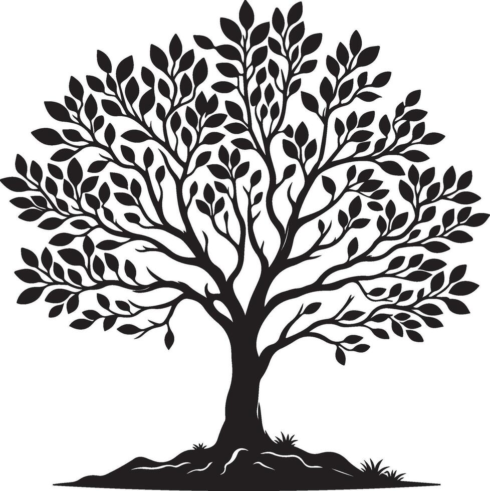 a tree with roots and leaves vector