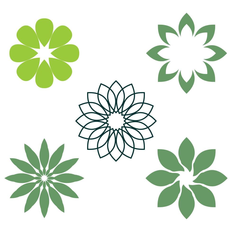 Sun flower logo icon set vector