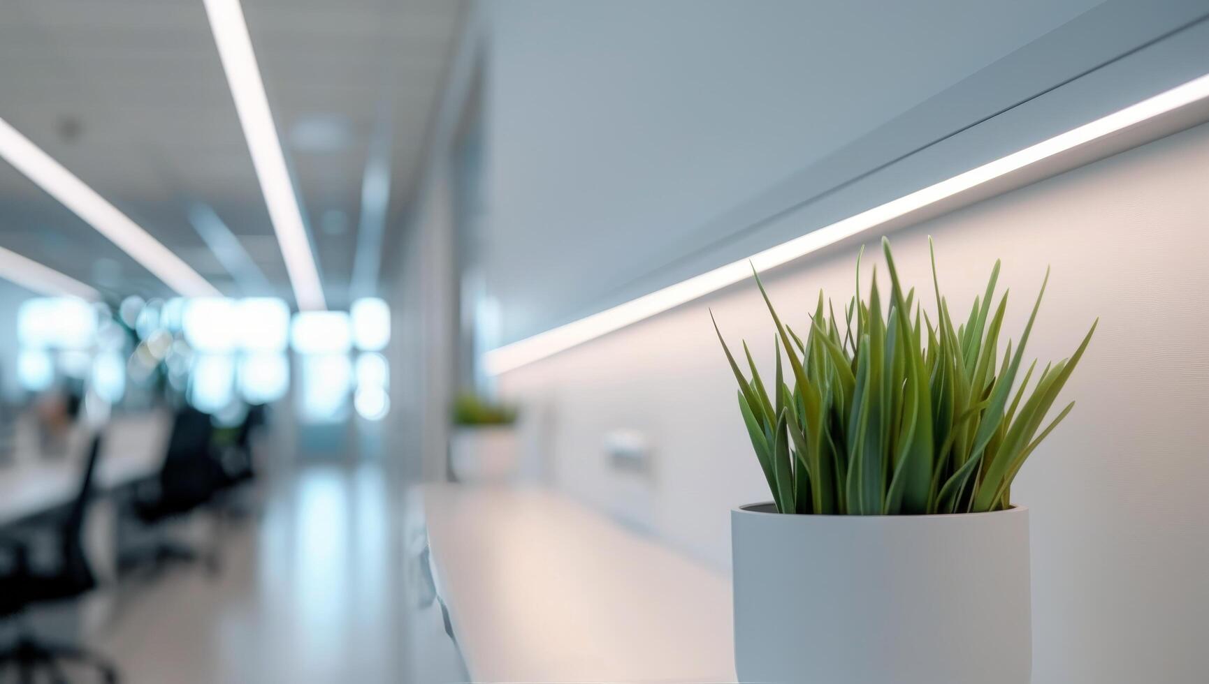 Modern Reception Area With Bright Lighting and Minimalist Design photo
