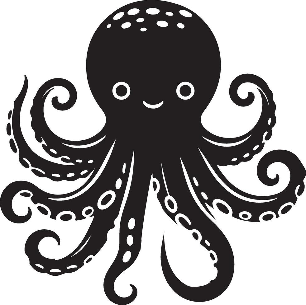 an octopus with a black and white face vector