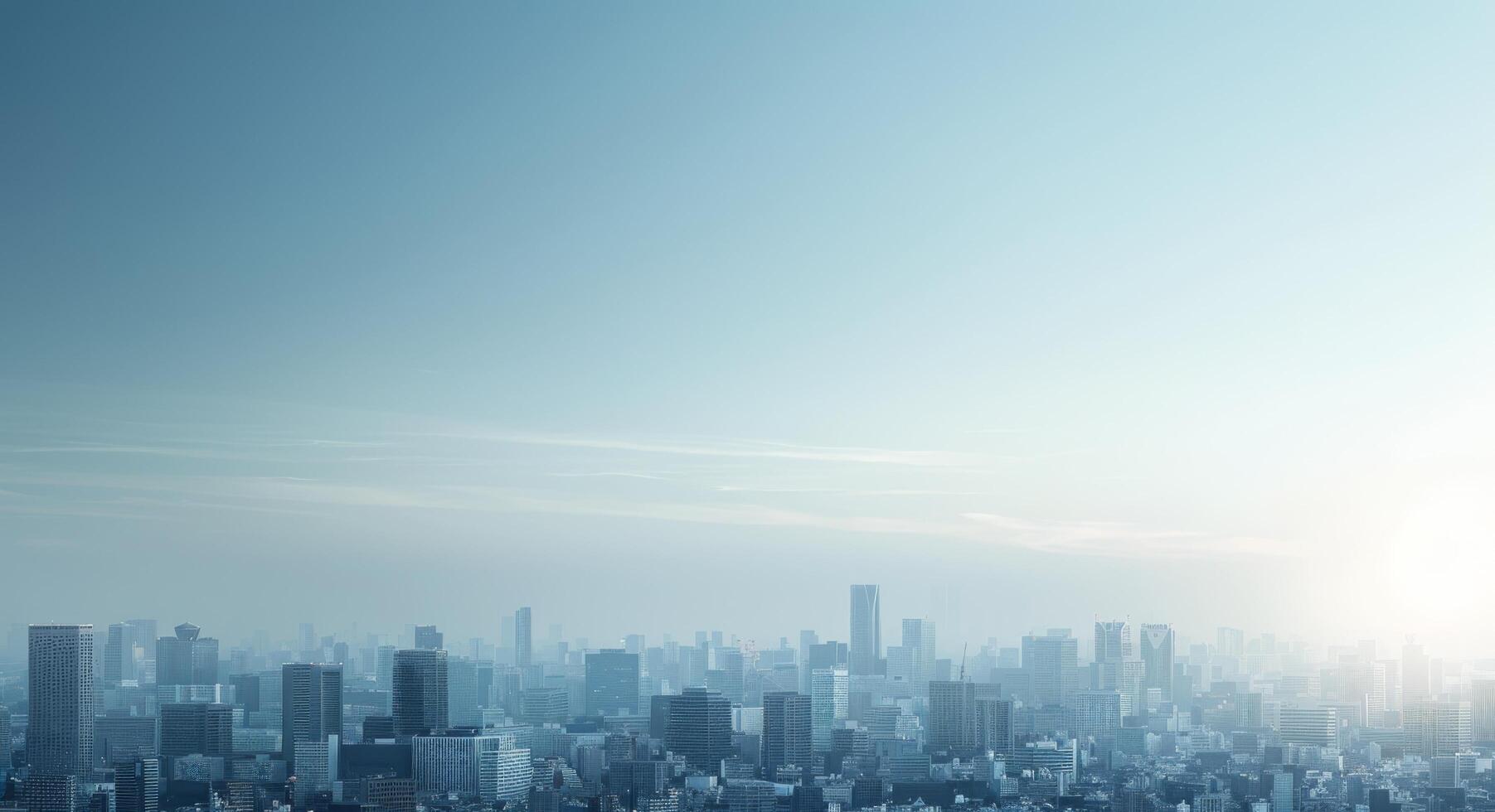 Sunrise Over Tokyo Skyline With Skyscrapers and Tokyo Tower in Soft Blue Hues photo