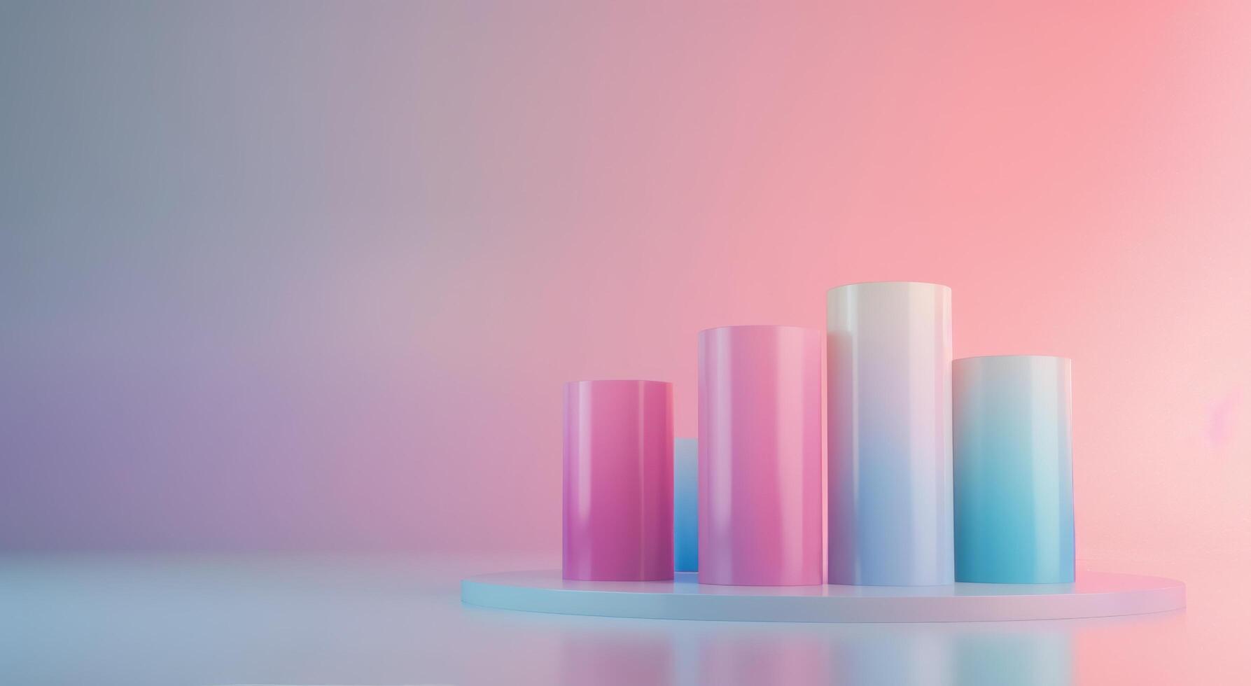 Colorful Cylinders Arranged in Soft Pastel Tones Against a Gradient Background photo