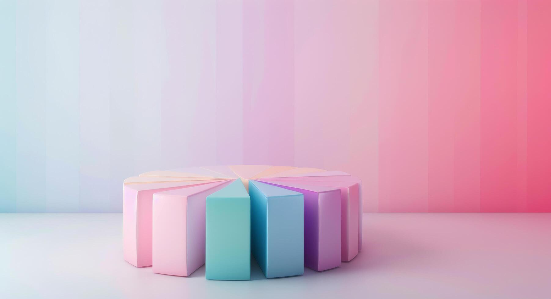 Colorful Pie Chart on Geometric Display in Minimalist Studio Setting photo