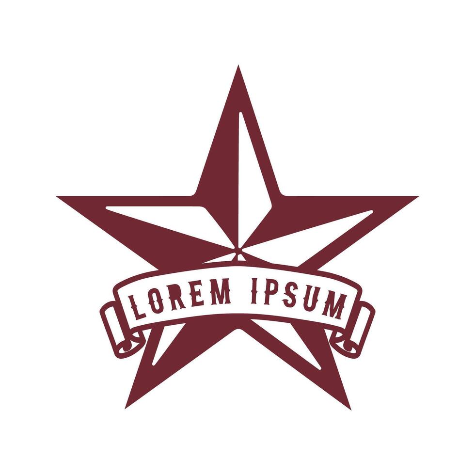 Retro Vintage Texas Star with Ribbon Badge Emblem Label Stamp Icon Symbol Illustration Design vector