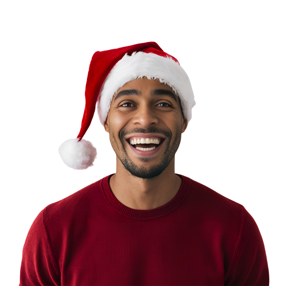 young man wearing santa hat png