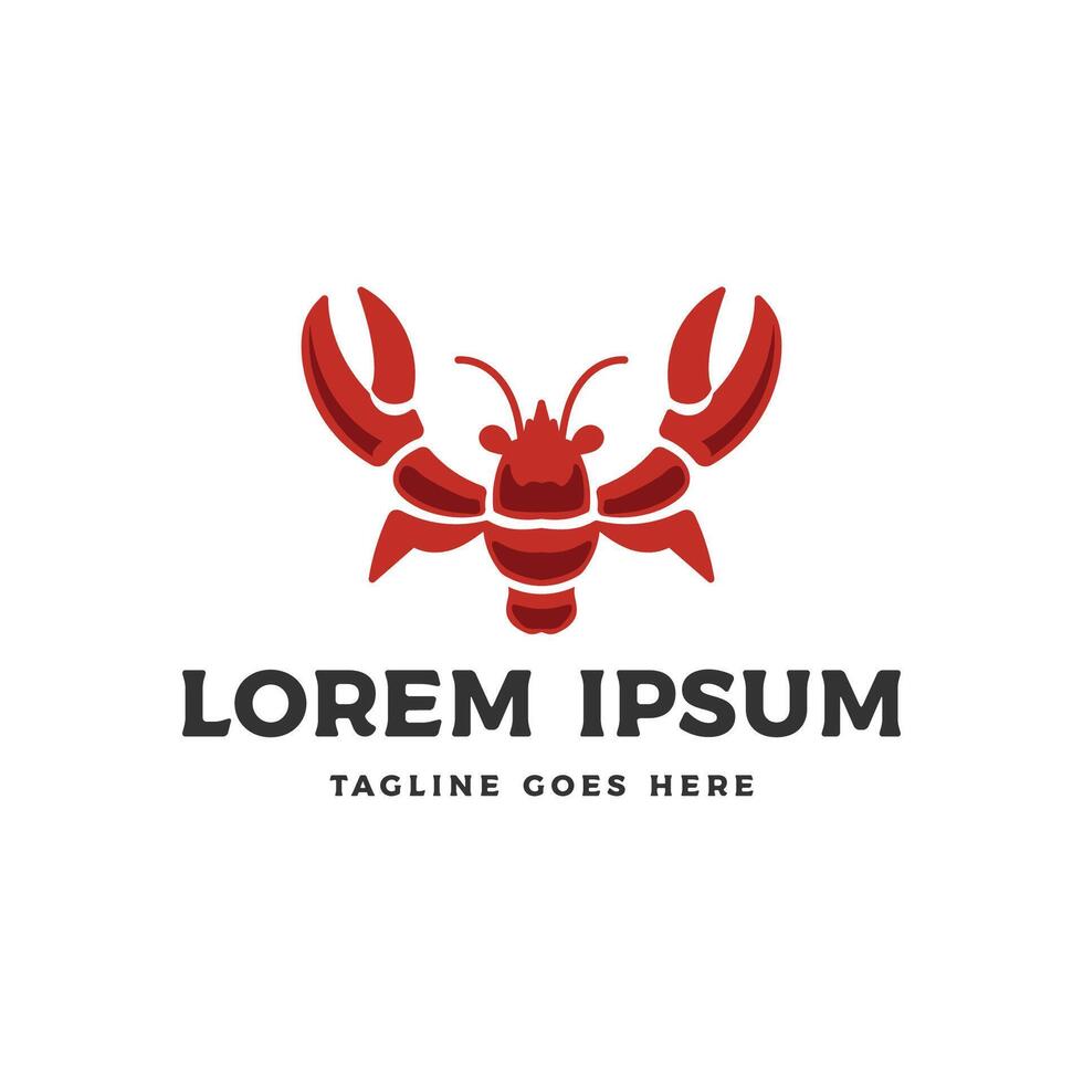 Simple Red Crayfish Prawn Shrimp Lobster Claw Seafood Label Illustration vector