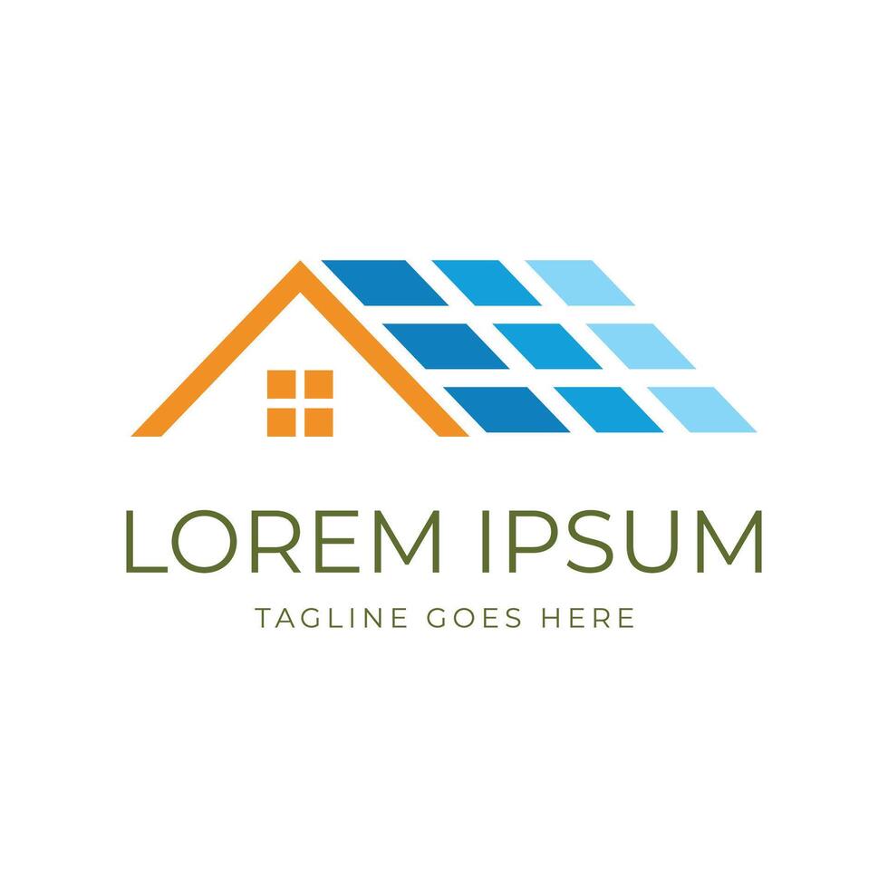Simple Minimalist House with Solar Panel for Renewable Energy Technology Icon Symbol Illustration vector