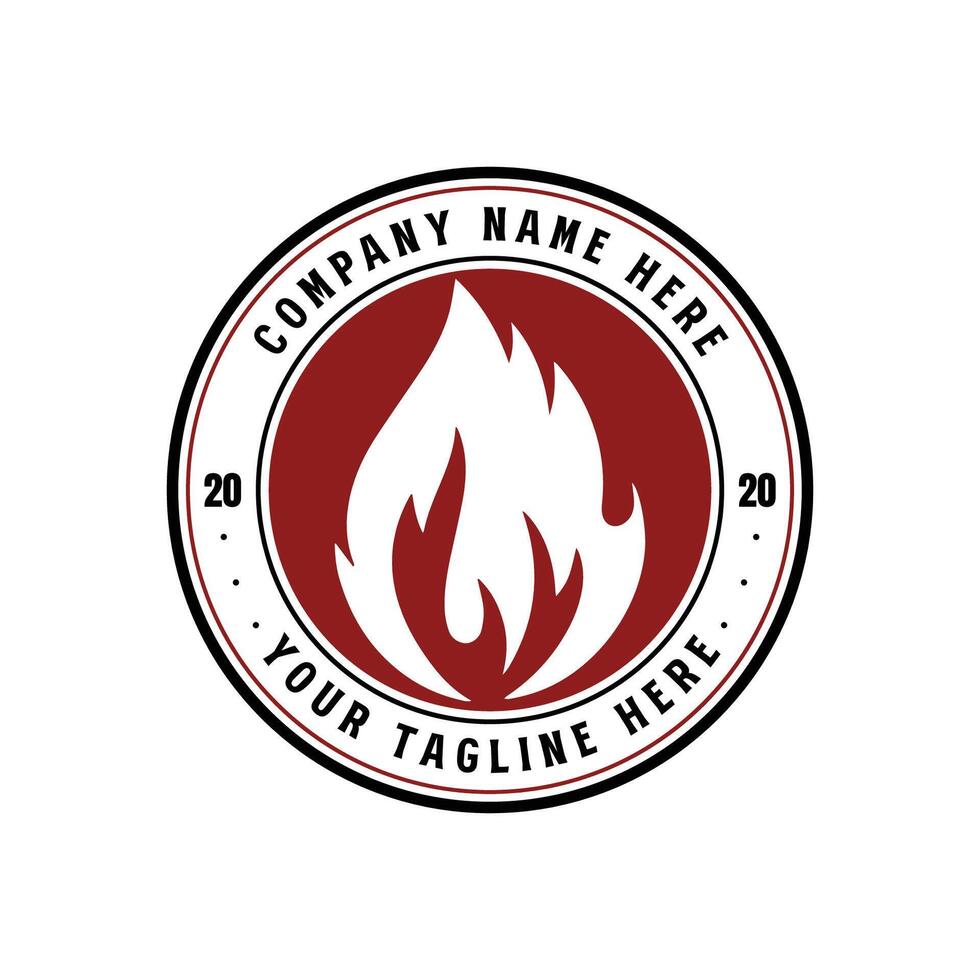 Rustic Stamp with fire flame for Traditional BBQ Barbecue Emblem Badge vector
