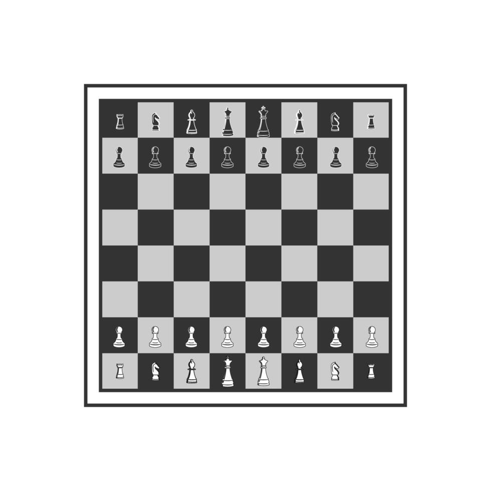 Chessboard with Chess Pieces Icon Illustration for Game Sport Competition Tournament or Application vector