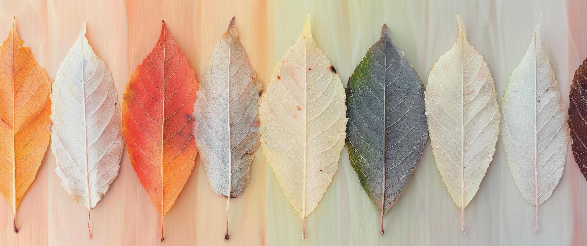 Colorful Autumn Leaves Arrangement on Soft Background photo