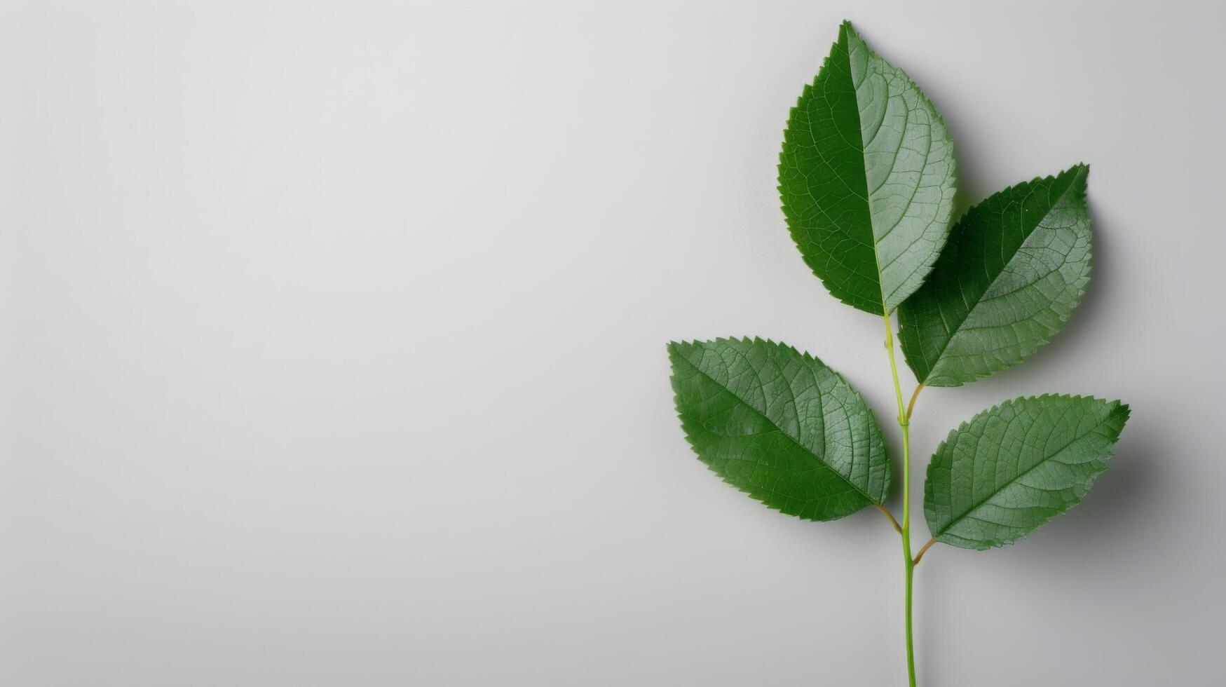 Green Leaves on a Grey Surface Showcasing Natural Texture and Detail photo