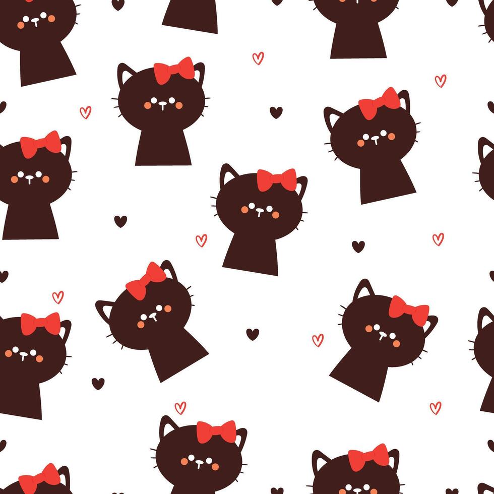 seamless pattern cartoon cat. cute animal wallpaper for fabric print, gift wrap paper vector