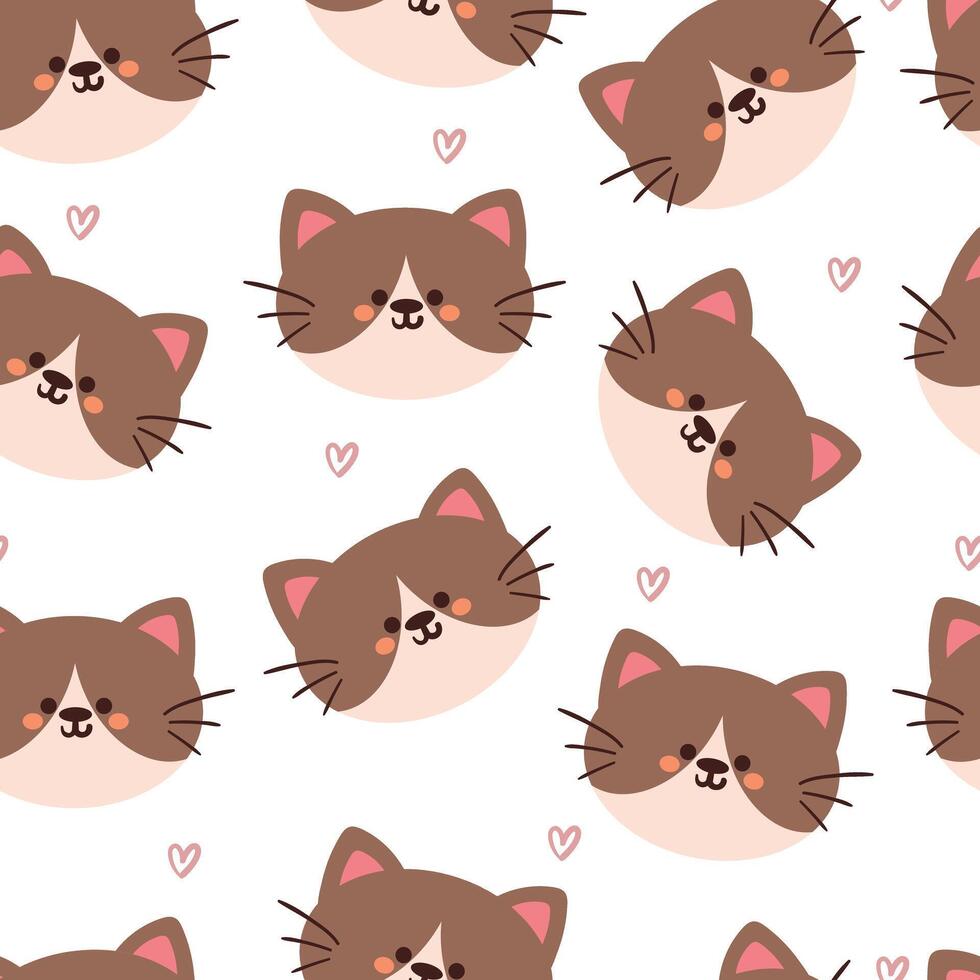 seamless pattern cartoon cat. cute animal wallpaper for fabric print, gift wrap paper vector