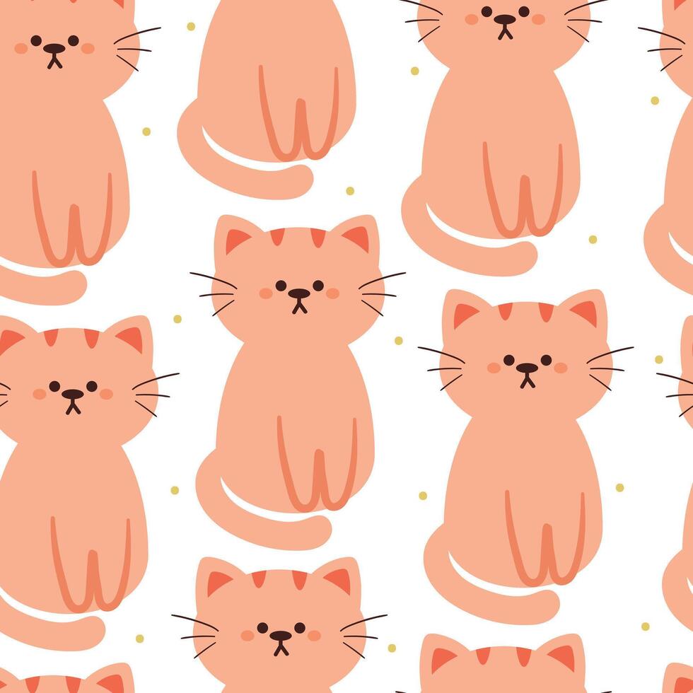 seamless pattern cartoon cat. cute animal wallpaper for fabric print, gift wrap paper vector