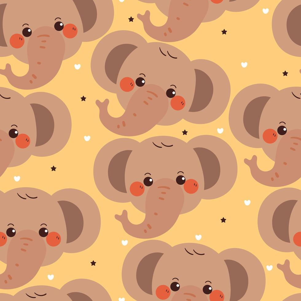 seamless pattern cartoon elephant. cute wallpaper for fabric print, gift wrap paper vector