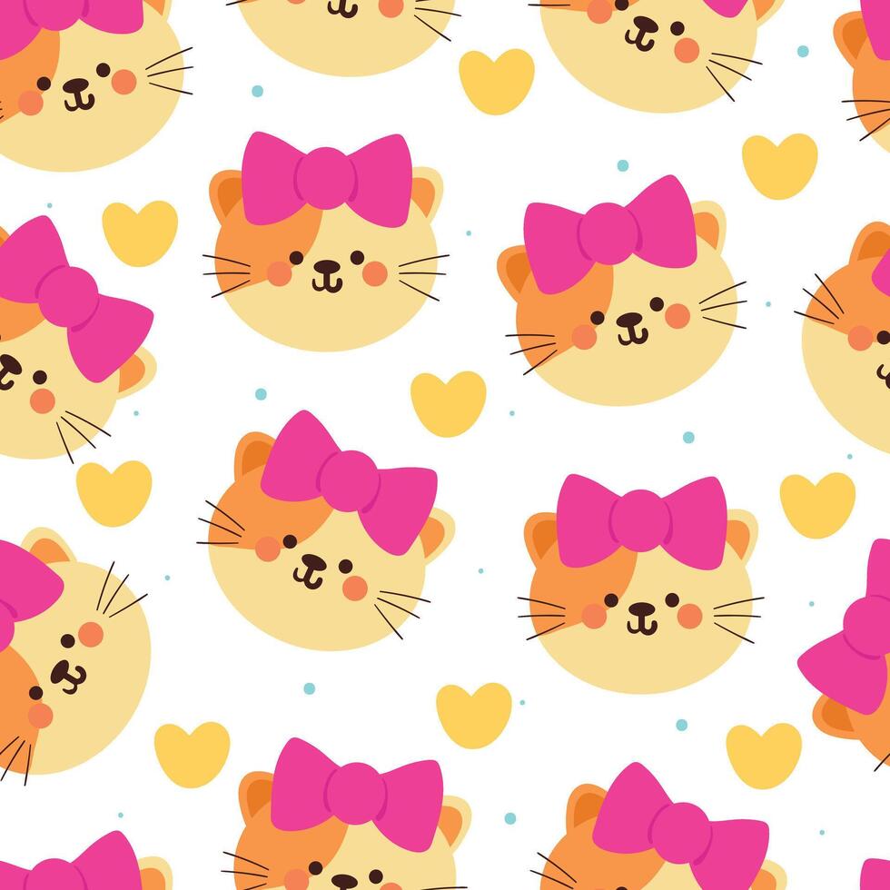 seamless pattern cartoon cat. cute animal wallpaper for fabric print, gift wrap paper vector