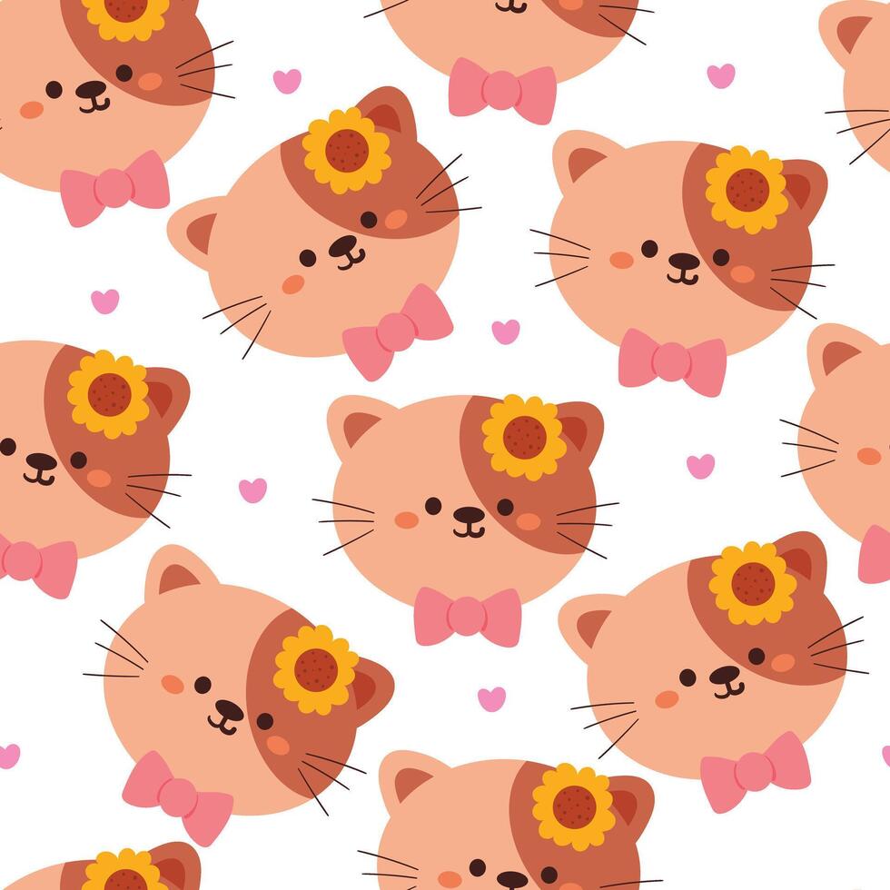 seamless pattern cartoon cat. cute animal wallpaper for fabric print, gift wrap paper vector