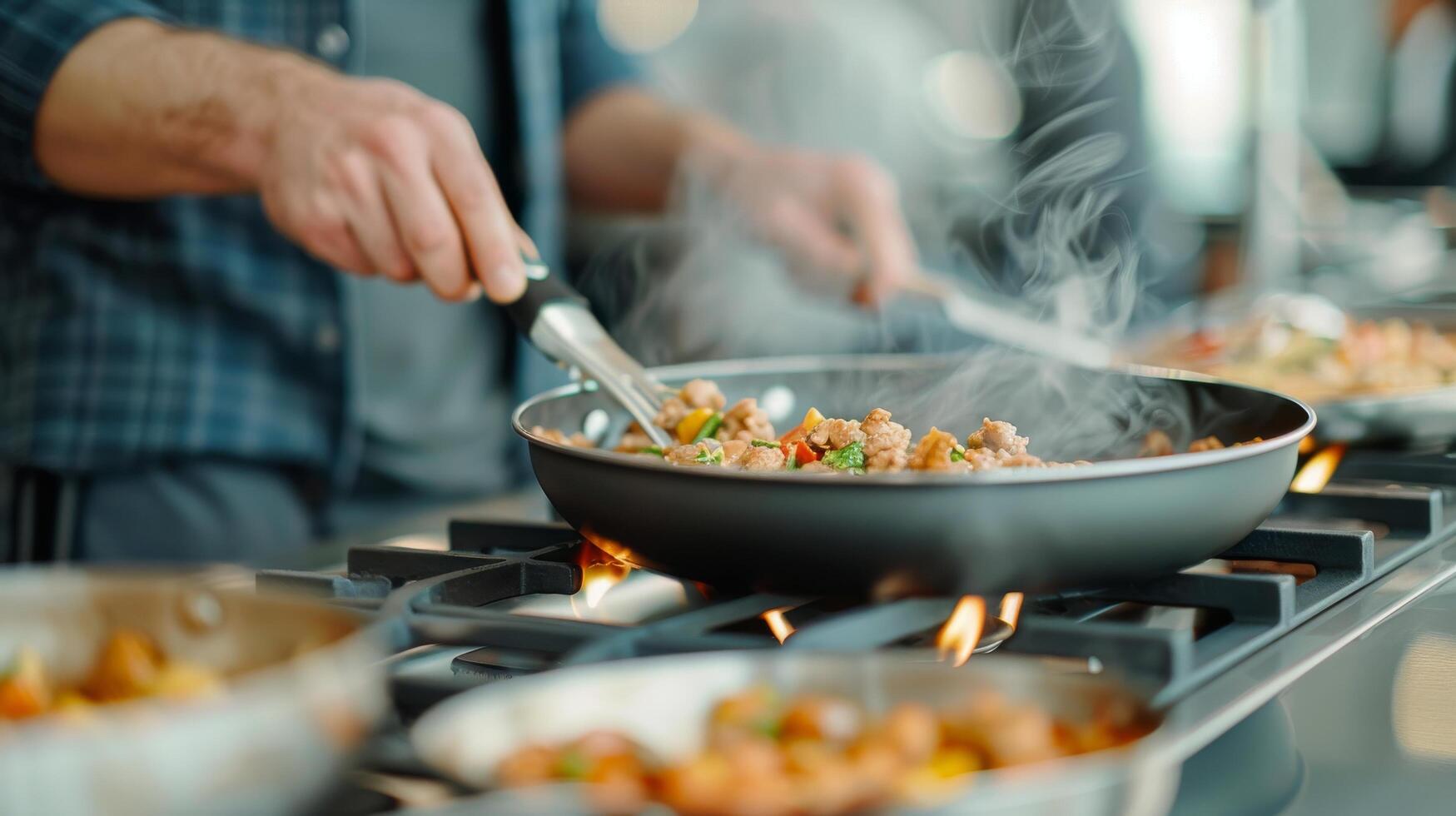 Culinary Class in Progress at a Local Cooking School With Participants Preparing Dishes photo