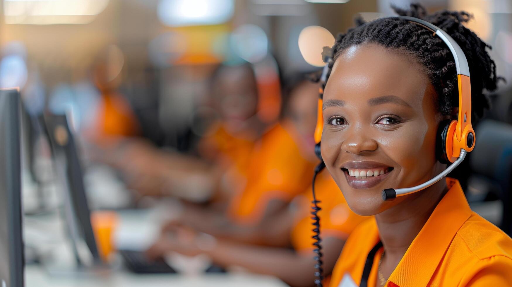 Customer Service Representative Assisting Clients At Call Center During Daytime photo