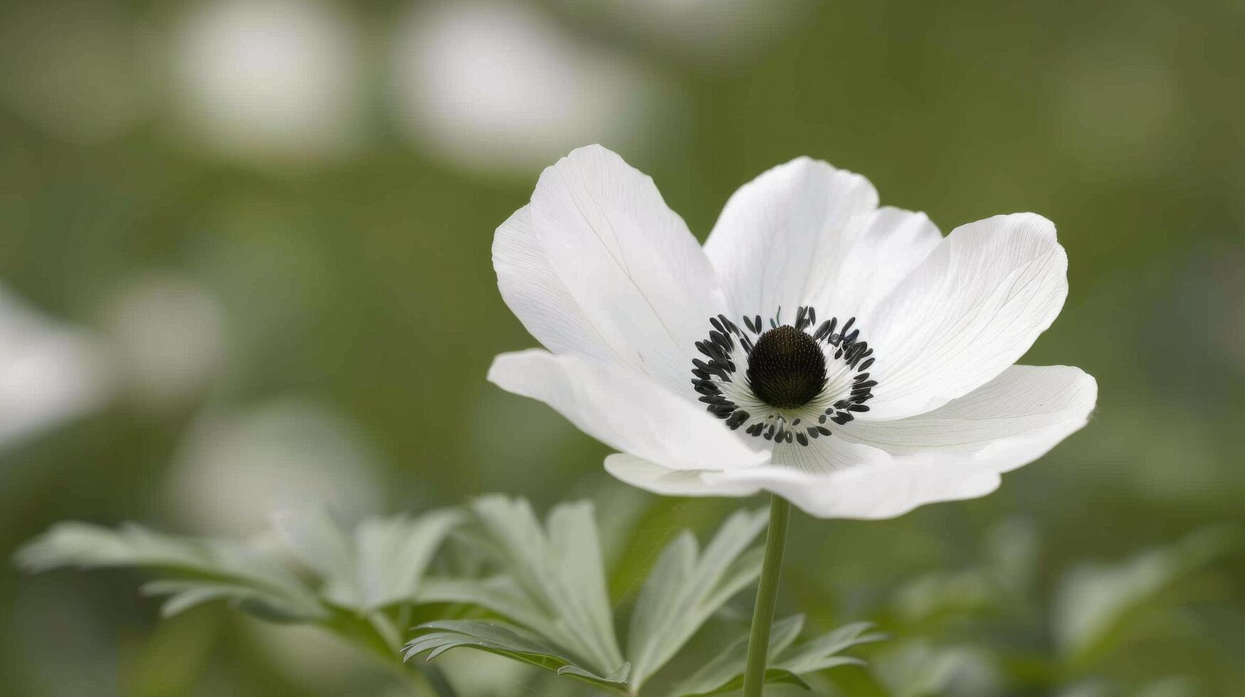 White Anemone Flower Blooming in Soft Natural Light photo