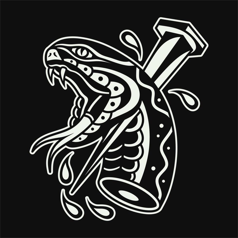 Traditional snake tattoo vector