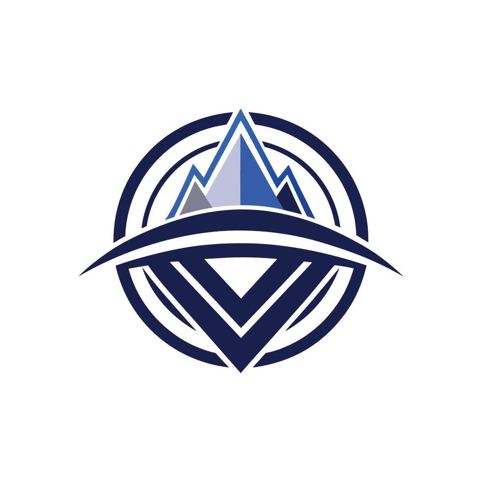 a mountain logo with a blue and white background vector