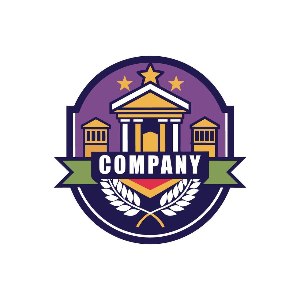 the company logo is purple and white vector