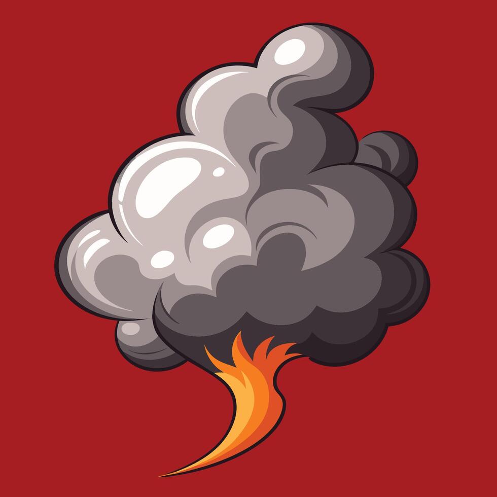 a cartoon smoke cloud on a red background vector