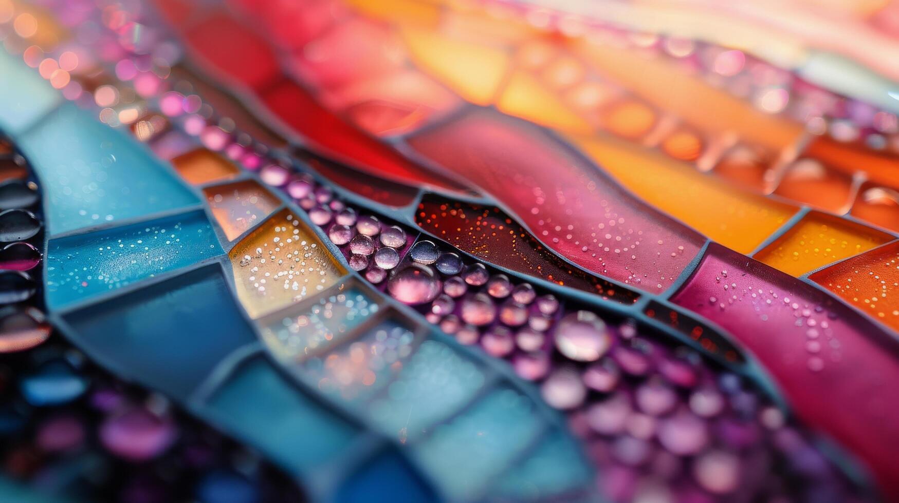 Colorful Mosaic Art Featuring Curved Patterns and Diverse Tiles in Vibrant Compositions photo